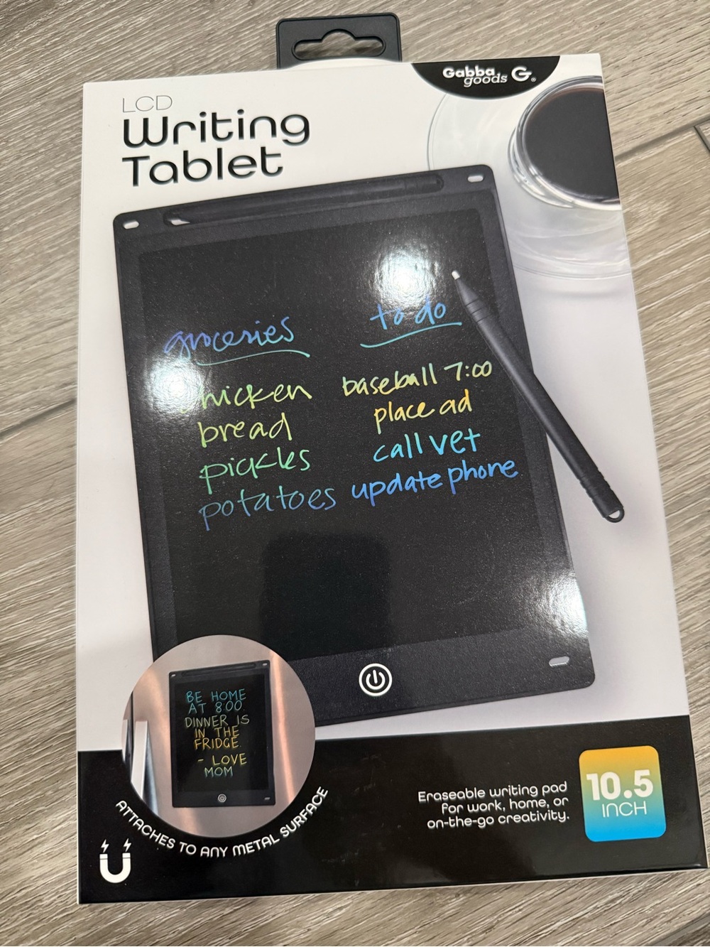 New Gabba Goods 10.5" Black LCD Writing Tablet — Erasable Digital Notepad